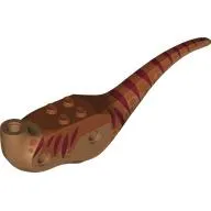 Animal Body Part, Dinosaur, Gallimimus Body with Dark Orange Top with Dark Red Stripes Print
