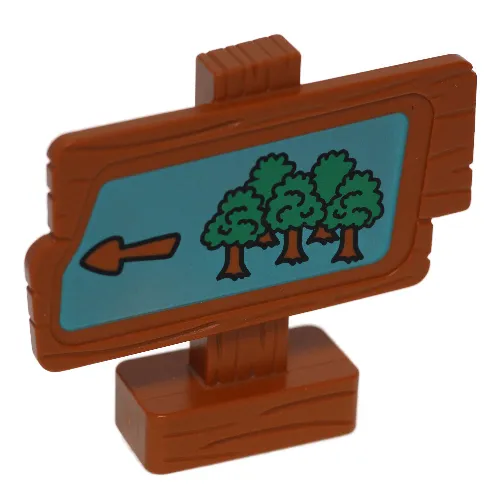 Duplo Sign, Wood Grain with Trees and Arrow Print