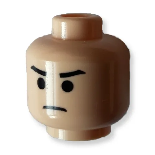 Minifig Head Rebel Commando / Vader's Apprentice, Stern Black Eyebrows, Black Eyes and Frown Print [Blocked Open Stud]