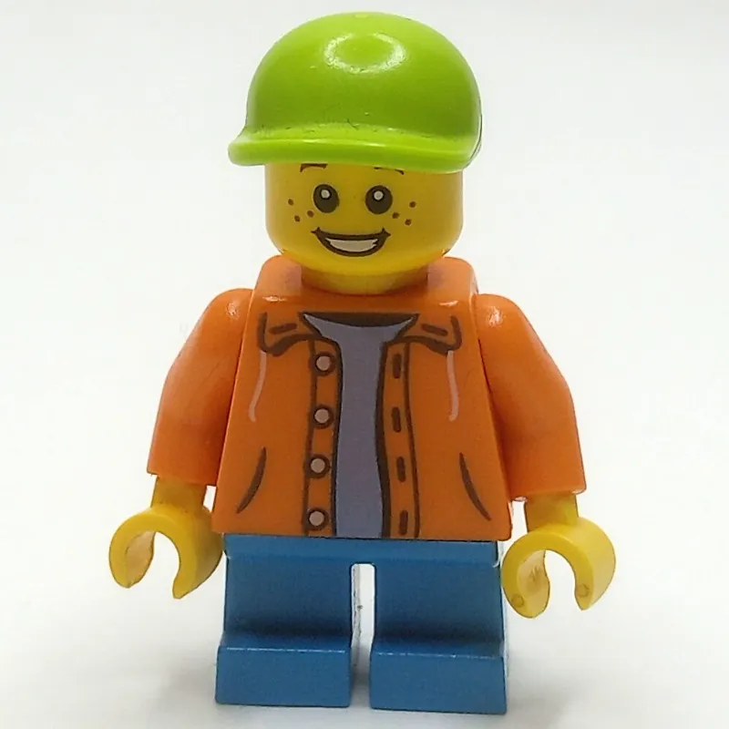 Kid - Orange Torso, Dark Azure Legs, Lime Cap