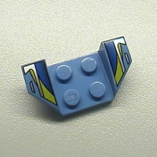 Mudguard 2 x 4 with 2 x 2 Studs and Flared Wings, Blue/Black/Silver/Yellow Stripes Print