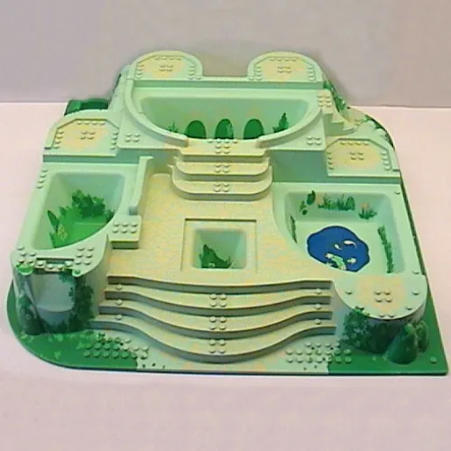 Baseplate Raised 48 x 48 with Staircases and Pits with Yellow Cobblestone and Green Ivy Print