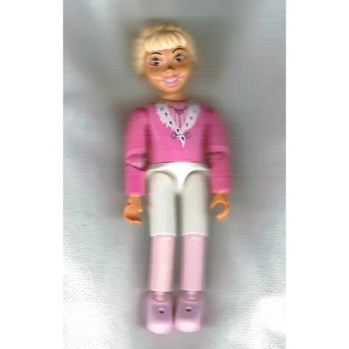 Belville Figure Articulated Elbows, Child, Female, Light Yellow Hair, Dark Pink Top with Ermine Collar Print