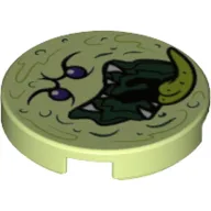 Tile Round 2 x 2 with Bottom Stud Holder with Ghost Face Print