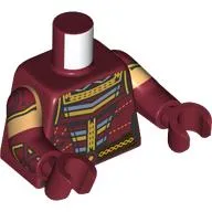 Torso, Dual Molded Arms, Gold/Sand Blue/Dark Red Native Decorations print, Warm Tan Sleeves Pattern, Dark Red Arms and Hands