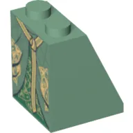 Slope 65° 2 x 2 x 2 with Bottom Tube with Layered Dress with Dark Green Skirt and Gold Belt Print