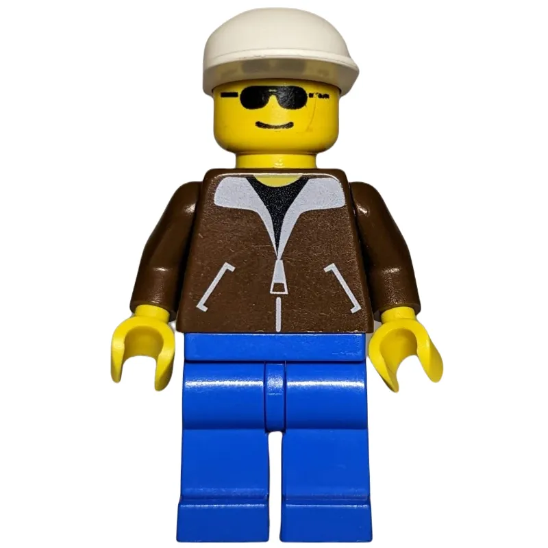 Man - Brown Jacket, Blue Legs, White Cap