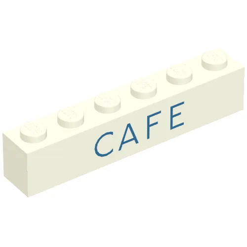 Brick 1 x 6 with 'CAFE' Thin Blue Print