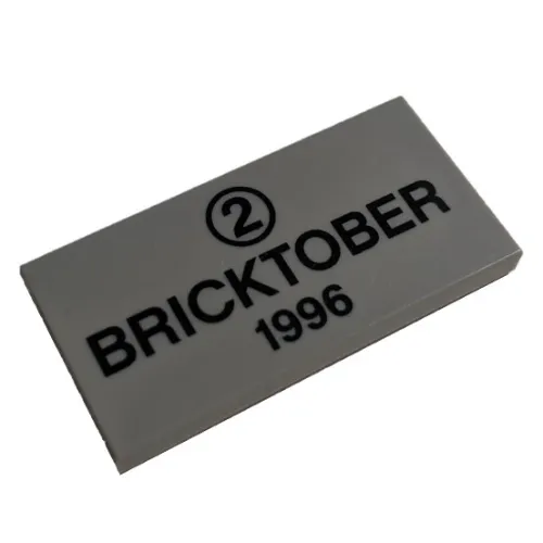 Tile 2 x 4 with '2' in Circle, 'BRICKTOBER 1996' print