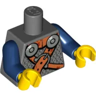 Torso Mail Armour with 2 Shoulder Rondels and Crossed Belts Print, Dark Blue Arms, Yellow Hands