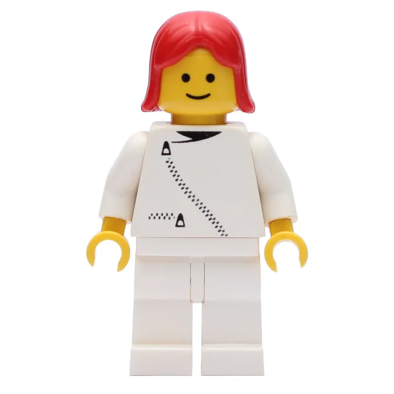 Woman, White Jacket with Zipper, White Legs, Red Hair