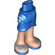 Minidoll Hips and Wrap Skirt with Light Nougat Legs and Medium Azure Waves Print