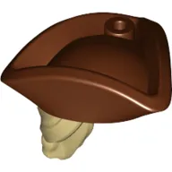 Hair and Hat, Pirate Hat Tricorne Reddish Brown with Ponytail