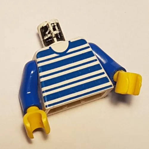 Torso Horizontal Blue Stripes Print, Blue Arms, Yellow Hands