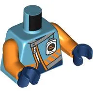 Torso, Jacket, Orange Stripes, Dark Blue Shirt, White Zipper, Communication Device, Orange Arms, Dark Blue Hands