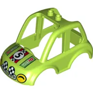 Duplo Car Body High Cab 2 Top Studs with Yellow Headlights, '5' and 'Octan' Print