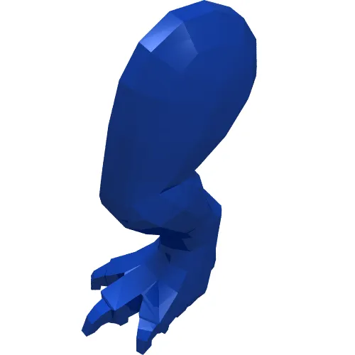 Animal Body Part, Dinosaur, Carnotaurus Leg, Left, with Pin, Black Claws and Dark Brown Spots over Dark Tan Print - Left