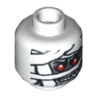 Minifig Head Mummy, Red Eyes and Glow in Dark Wrapping Print [Blocked Open Stud]