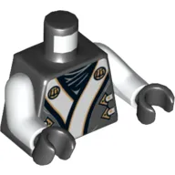 Torso Robe with White and Gold Details Print, White Arms, Black Hands