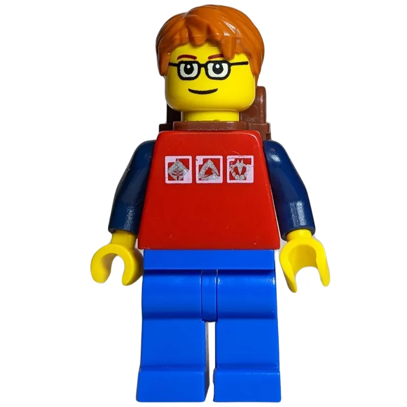 Man - Red Torso, Blue Legs, Backpack