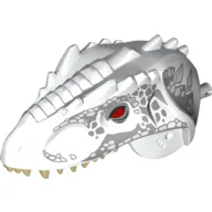 Animal Body Part, Dinosaur, Indominus Rex Head with Light Bluish Gray Pin, Tan Teeth, Red Eyes and Light Bluish Gray Scales Print