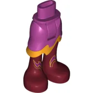 Minidoll Hips and Asymmetrical Skirt with Wave Hem Medium Orange with Dark Red Boots with Purple Flames Print
