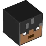 Minifig Head Special, Cube with Pixelated Nougat Face, Black Eyes Print