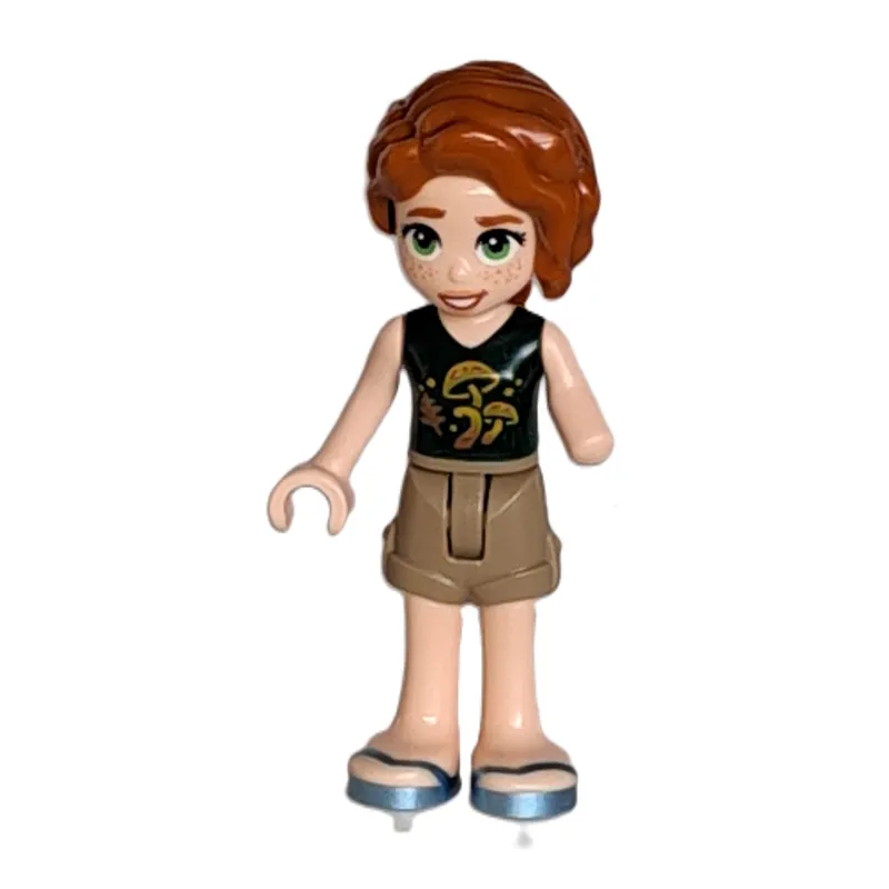 Autumn - Dark Green Top, Dark Tan Shorts