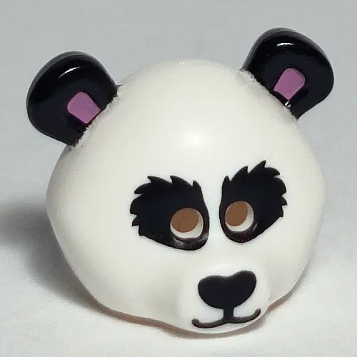 Costume / Mask, Bear with Panda Head with Medium Lavender Ears, Black Eyes and Nose Print