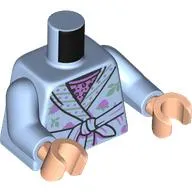 Torso, Robe, Tied Belt, Lavender/Green Flowers Decoration, Lavender Shirt Print, Bright Light Blue Arms, Light Nougat Hands