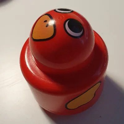 Primo Brick 1 x 1 with Round Rattle, Bird Face and Yellow Wings Print