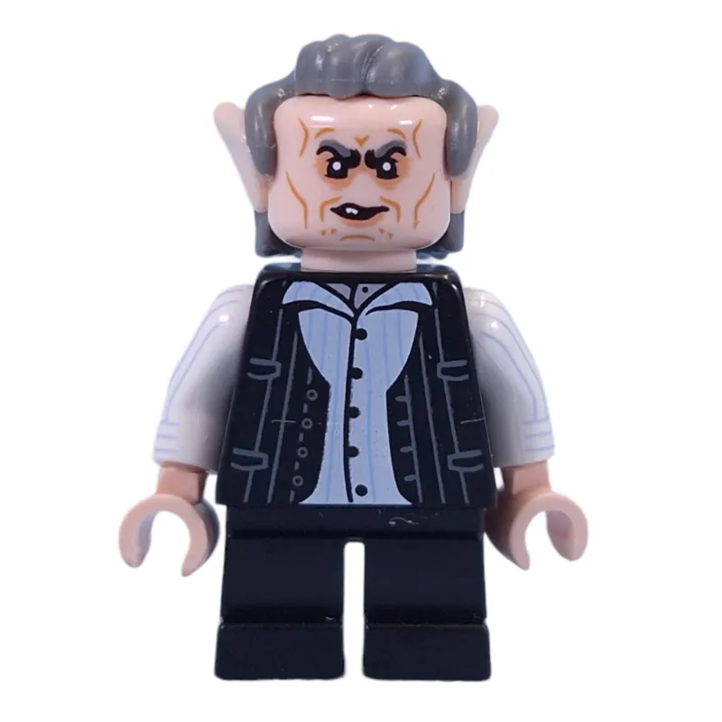 Griphook - Dark Bluish Grey Hair, Black Torso, White Arms, Black Legs