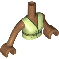 Minidoll Torso Woman with Yellowish Green Dress Print, Medium Nougat Arms with Hands