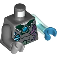 Torso, Odd Arms and Hands, Feathers, Scars and Blue Chi Print, Left Trans-Light Blue Arm and Dark Azure Hand, Right Dark Bluish Gray Arm and Light Bluish Gray Hand