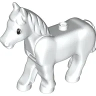 Duplo Animal Horse with One Stud and Moveable Head, Large Brown Spots, and Multi-Colored Sun and Handprints Print