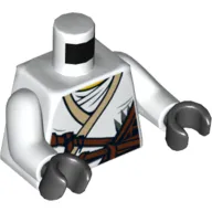 Torso Robe, Brown Rope and White Undershirt / Gold Lion on Back Print, White Arms, Black Hands