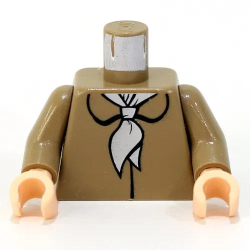 Torso Coat with White Scarf Print, Dark Tan Arms, Light Nougat Hands