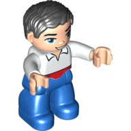 Duplo Figure with Parted Wavy Hair Black (Prince Eric)