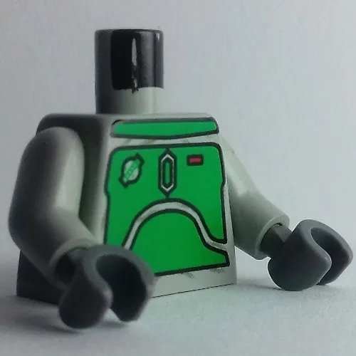 Torso Armor Plates Green Print (Boba Fett), Light Gray Arms Printed, Dark Gray Hands