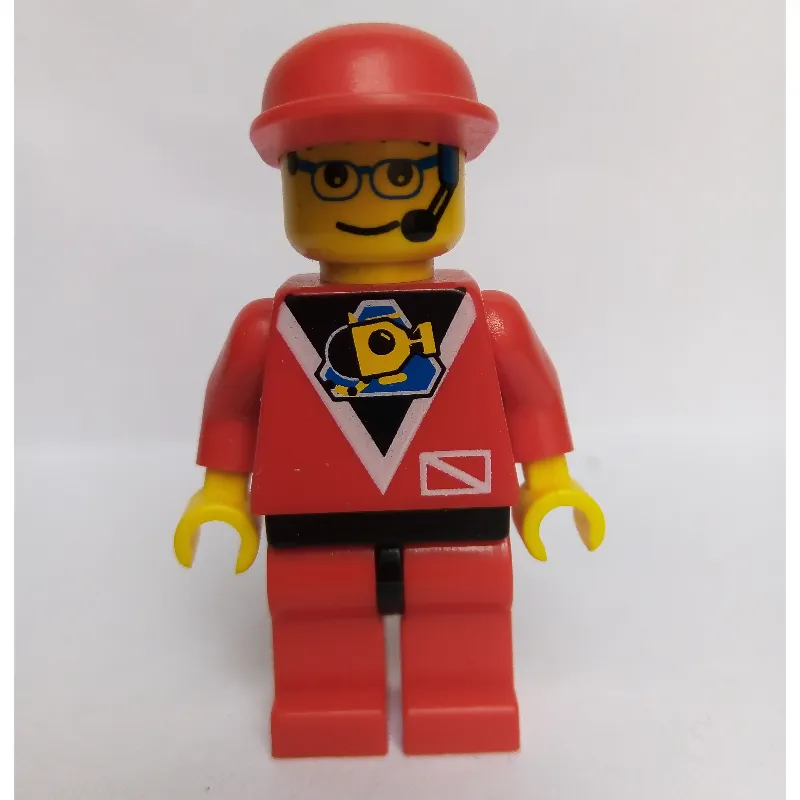 Marine Explorer, Red Shirt with Divers Logo, Red Legs, Red Cap, Glasses and Headset