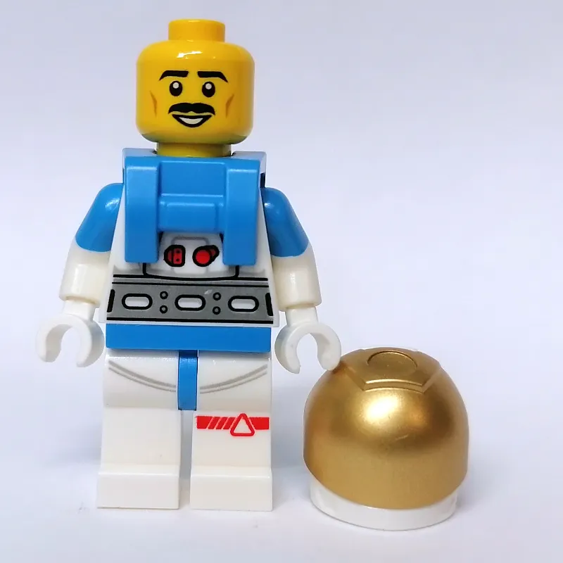 Astronaut, Male, White Suit, Gold Visor, Moustache
