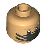 Minifig Head Drift, Dark Tan Eyebrows, White Mark, Black Facemask