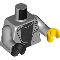 Torso, Odd Hands, Jacket, Open over Black Undershirt Print, Light Bluish Gray Arms, Left Yellow Hand, Right Black Hand