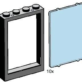 1 x 4 x 5 Black Window Frames, Transparent Blue Panes