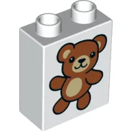 Duplo Brick 1 x 2 x 2 with Bottom Tube - Brown and Tan Teddy Bear print