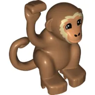 Duplo Animal Monkey with Curly Side Tail - Nougat Face with Tan Hair Details Print