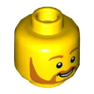 Minifig Head, Orange Eyebrows and Beard, Smile / Big Smile with Raised Right Eyebrow Print