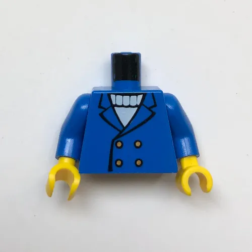 Torso Jacket with 4 Buttons and White Sweater Print, Blue Arms, Yellow Hands