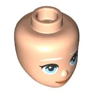 Minidoll Head, White Eyebrows, Bright Light Blue Eyes, Peach Lips