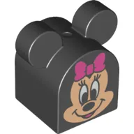 Duplo Brick 2 x 2 x 2 Curved Top with Round Ears with Minnie Mouse Print